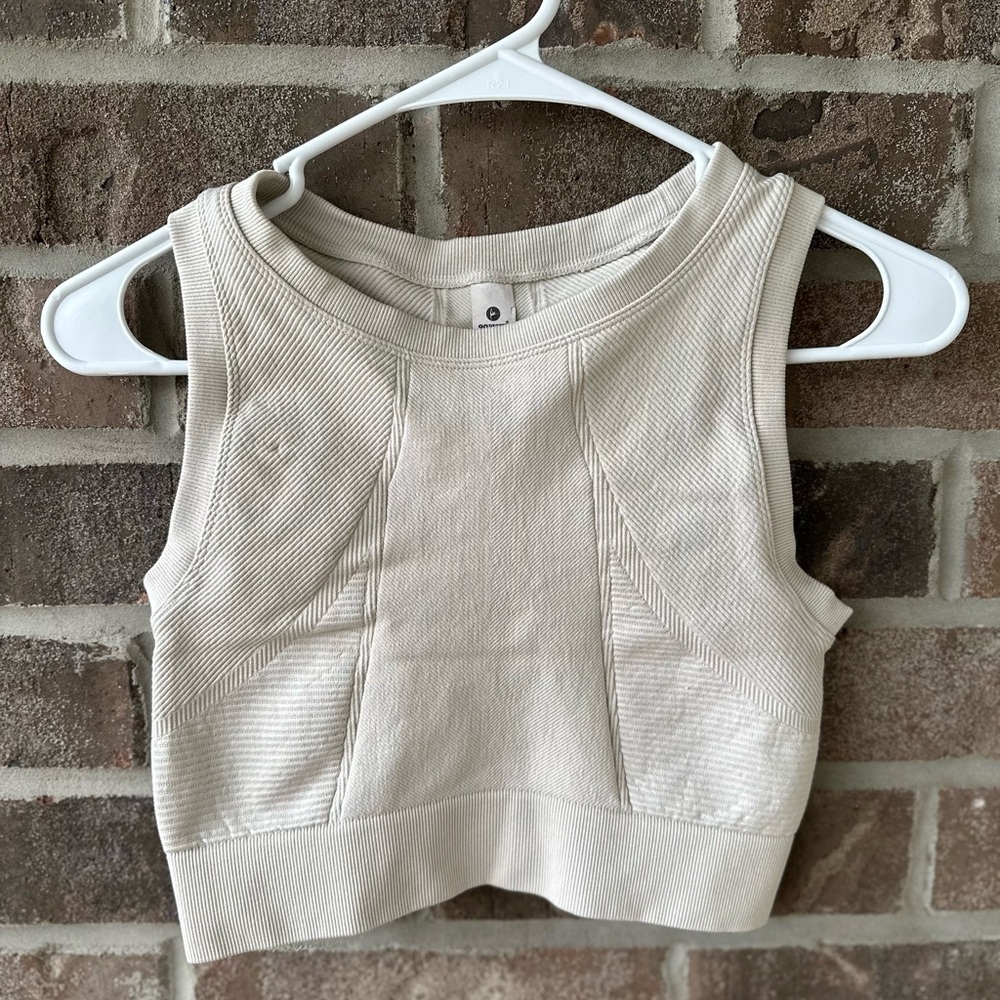 Cream Sleeveless Ribbed Crop Top